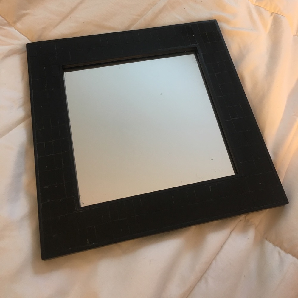 9” black mosaic glass square mirror